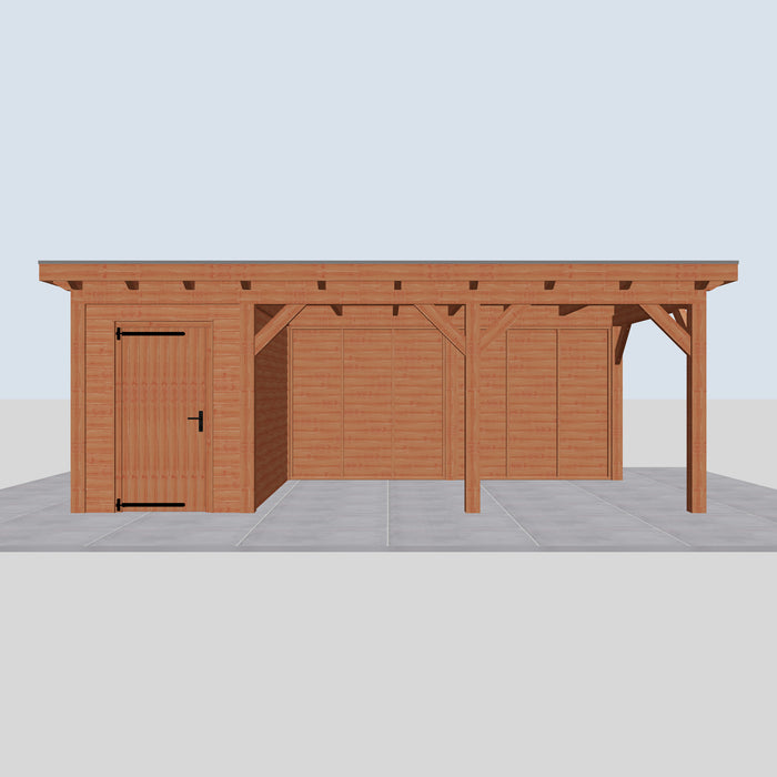 Douglas Overkapping Landelijk - 670x305cm - Volledig op Maat - vooraanzicht