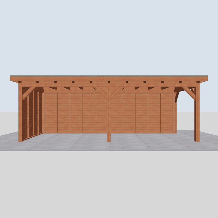Douglas Overkapping Landelijk - 725x305cm - Volledig op Maat - vooraanzicht