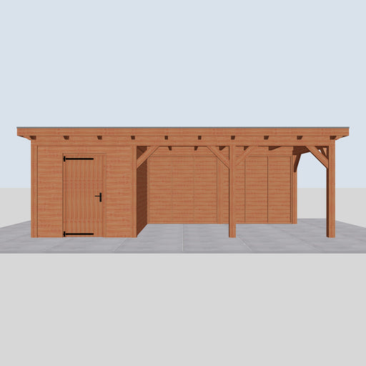 Douglas Overkapping Landelijk - 730x305cm - Volledig op Maat - vooraanzicht