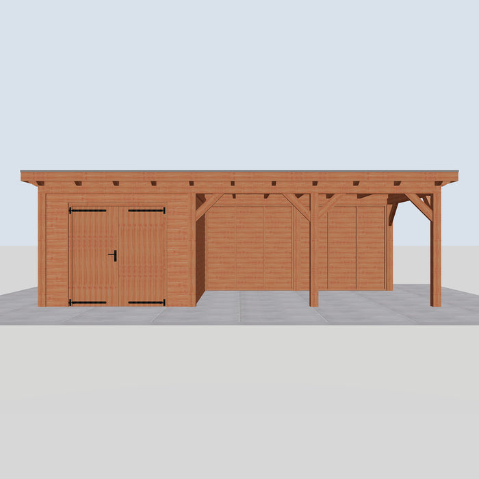 Douglas Overkapping Landelijk - 780x305cm - Volledig op Maat - vooraanzicht