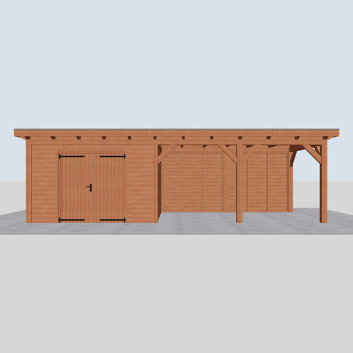Douglas Overkapping Landelijk - 845x305cm - Volledig op Maat - vooraanzicht