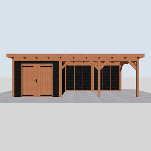 Douglas Overkapping Landelijk Zwart - 780x370cm - Volledig op Maat - vooraanzicht