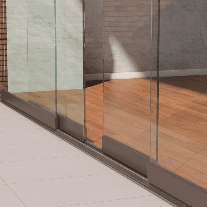Glazen Schuifwand 2 Spoor tot 408cm, Met Middensluiting, Helder Glas (Incl Alle Accessoires)