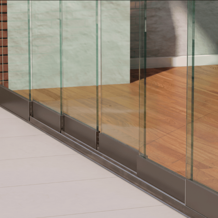 Glazen Schuifwand 3 Spoor tot 610cm, Met Middensluiting, Helder Glas (Incl Alle Accessoires)