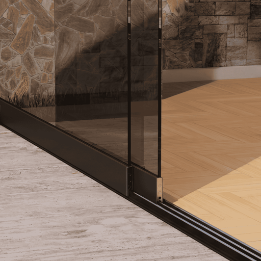 glazen schuifwand 2 spoor met getint glas