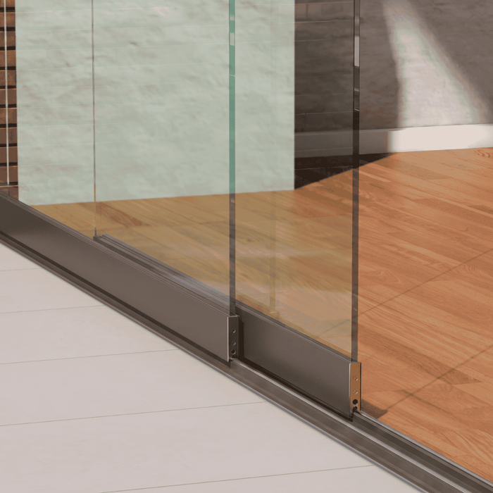 Glazen Schuifwand 2 Spoor tot 204cm, Helder Glas (Incl Alle Accessoires)