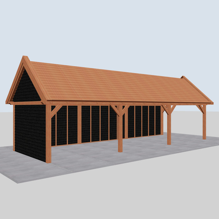 Douglas Zadeldak Landelijk Zwart - 1120x370cm - Volledig op Maat - linkerzijaanzicht