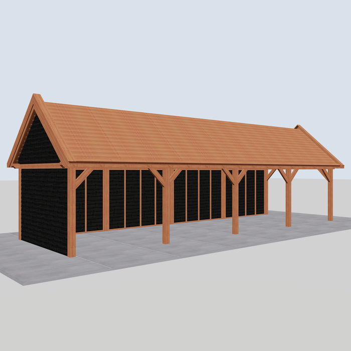 Douglas Zadeldak Landelijk Zwart - 1220x370cm - Volledig op Maat - linkerzijaanzicht