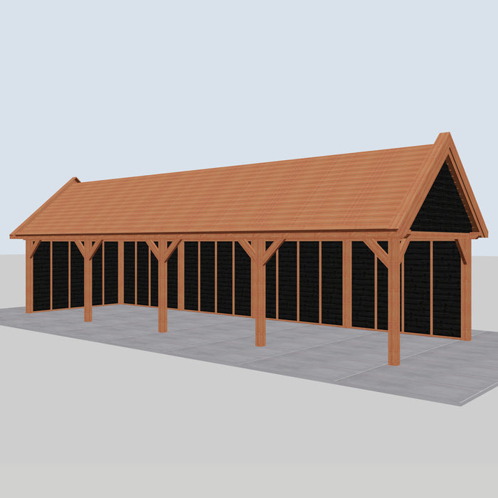 Douglas Zadeldak Landelijk Zwart - 1220x370cm - Volledig op Maat - rechterzijaanzicht