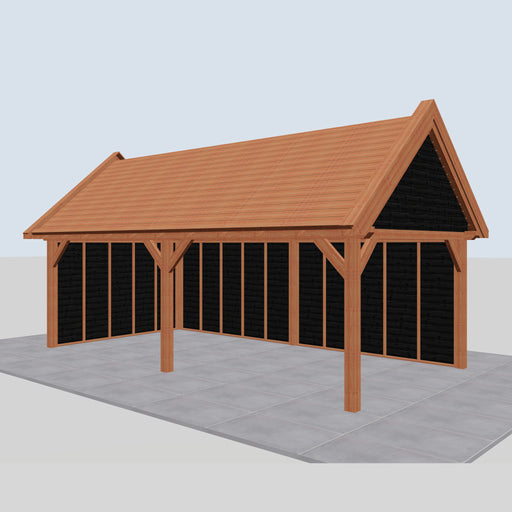 Douglas Zadeldak Landelijk Zwart - 765x370cm - Volledig op Maat - rechterzijaanzicht