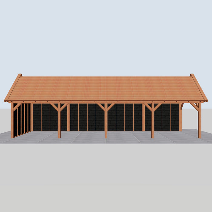 Douglas Zadeldak Landelijk Zwart - 1220x370cm - Volledig op Maat - vooraanzicht