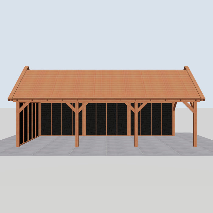 Douglas Zadeldak Landelijk Zwart - 930x370cm - Volledig op Maat - vooraanzicht