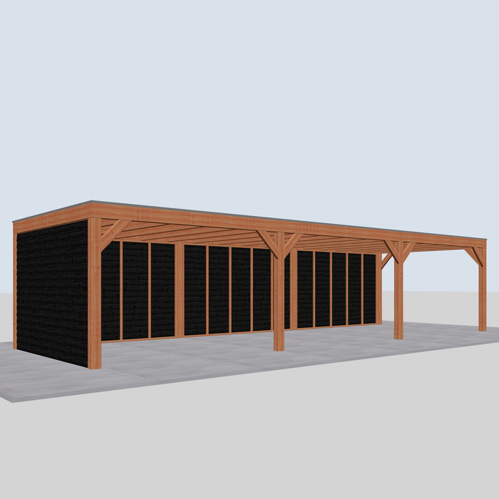 Douglas Overkapping Modern Zwart - 1085x375cm - linkerzijaanzicht