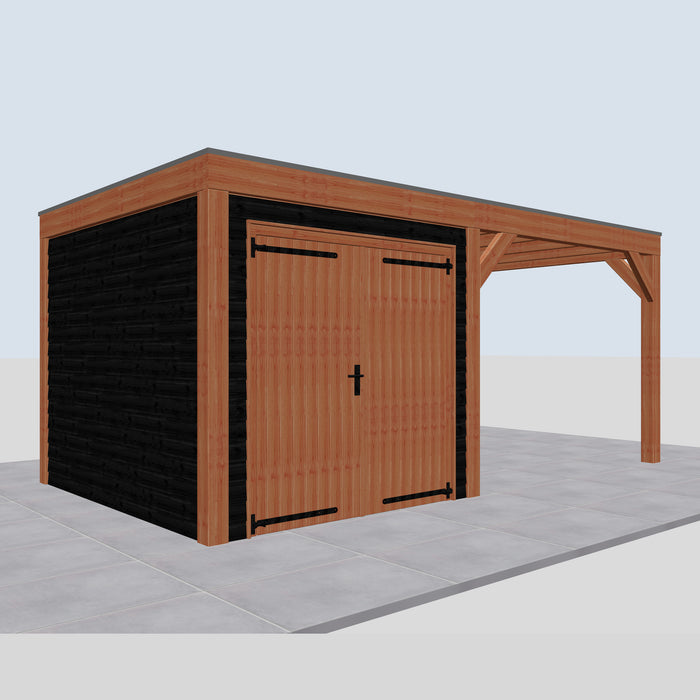 Douglas Overkapping Modern Zwart - 545x310cm - linkerzijaanzicht