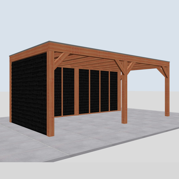Douglas Overkapping Modern Zwart - 600x310cm - linkerzijaanzicht