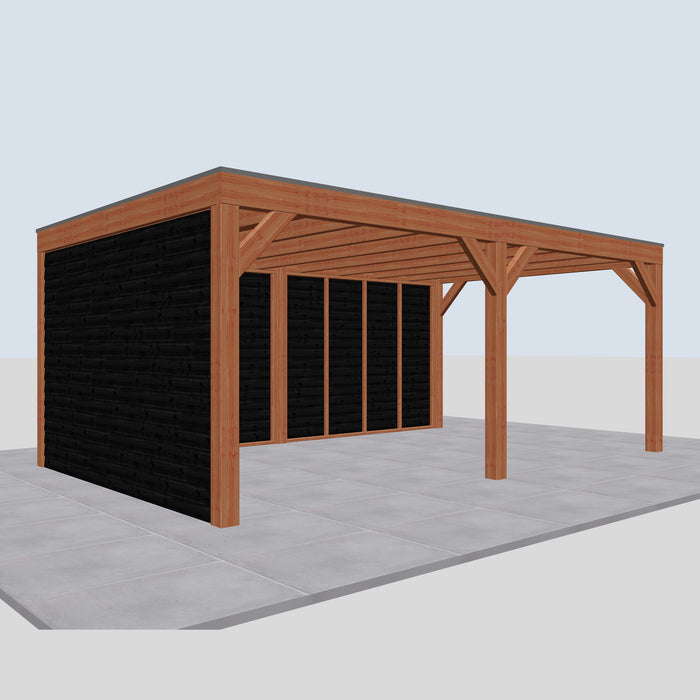 Douglas Overkapping Modern Zwart - 600x375cm - linkerzijaanzicht