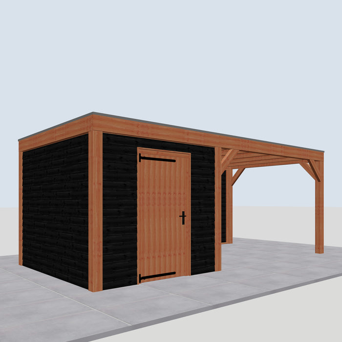 Douglas Overkapping Modern Zwart - 610x310cm - linkerzijaanzicht