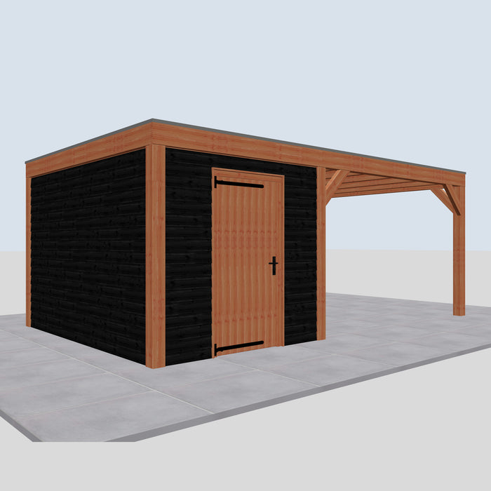 Douglas Overkapping Modern Zwart - 610x375cm - linkerzijaanzicht