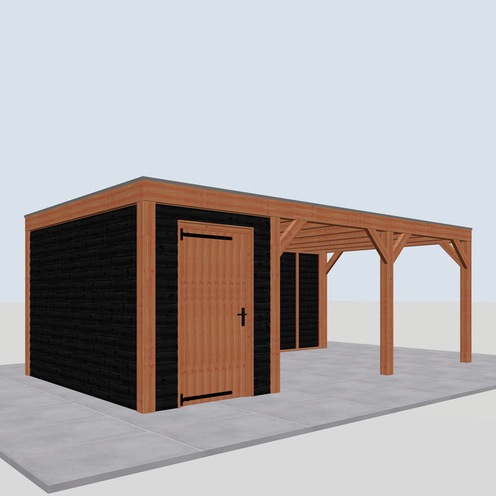 Douglas Overkapping Modern Zwart - 670x375cm - linkerzijaanzicht
