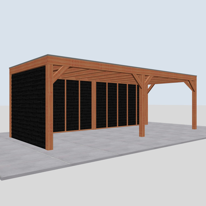 Douglas Overkapping Modern Zwart - 730x310cm - linkerzijaanzicht