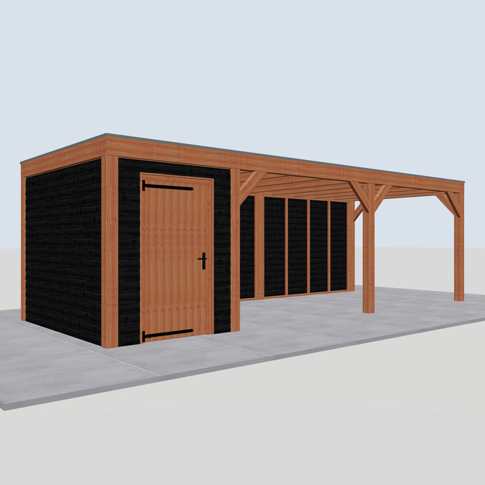 Douglas Overkapping Modern Zwart - 775x310cm - linkerzijaanzicht