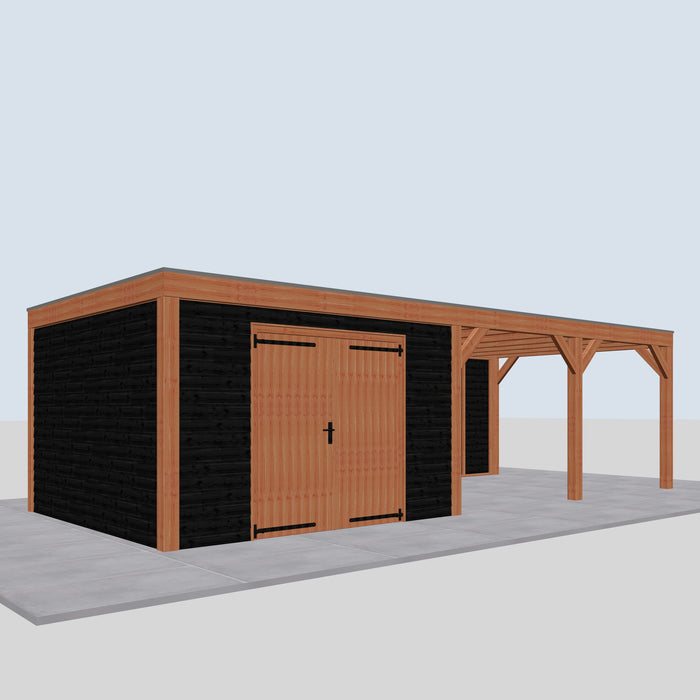 Douglas Overkapping Modern Zwart - 850x375cm - linkerzijaanzicht