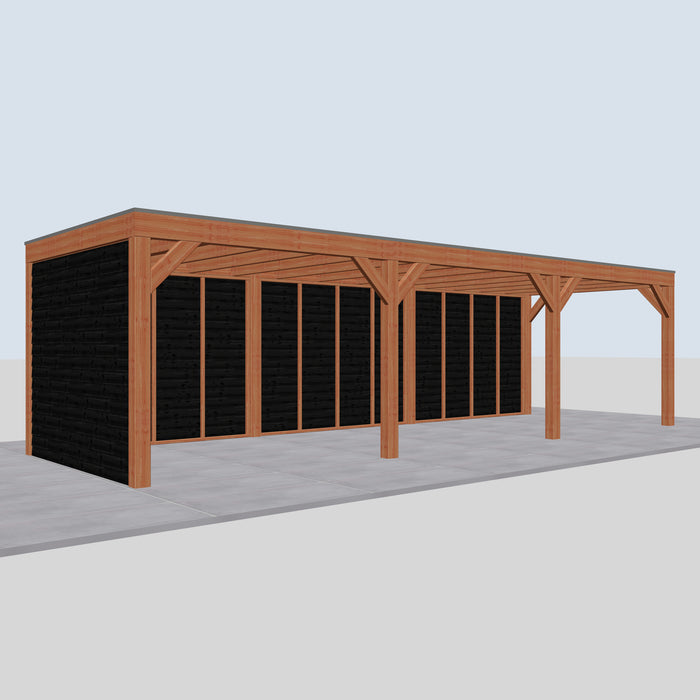 Douglas Overkapping Modern Zwart - 890x310cm - linkerzijaanzicht