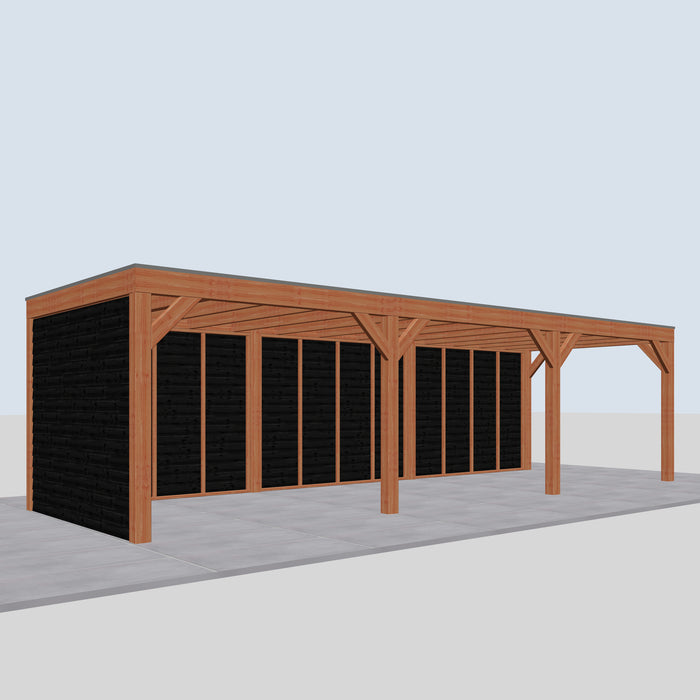 Douglas Overkapping Modern Zwart - 890x310cm - linkerzijaanzicht