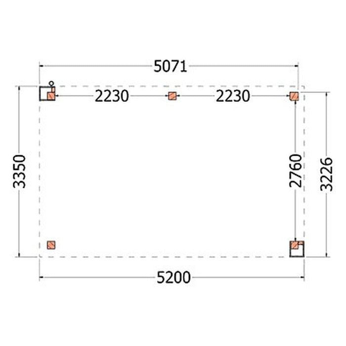 Buitenverblijf Verona - 520x335cm - Rechts - Volledig op Maat - plattegrond