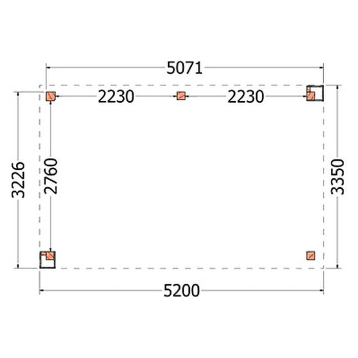 Buitenverblijf Verona - 520x335cm - Links - Volledig op Maat - plattegrond
