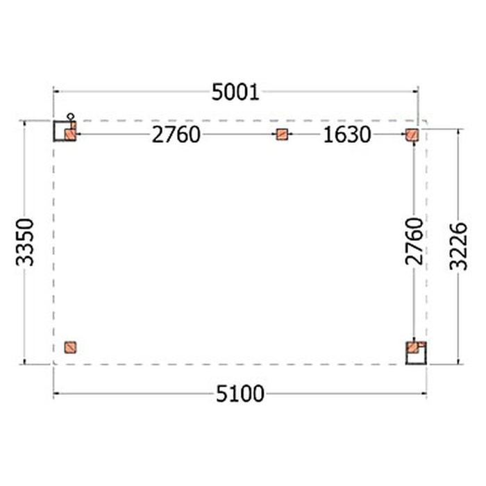 Buitenverblijf Verona - 510x335cm - Rechts - Volledig op Maat - plattegrond