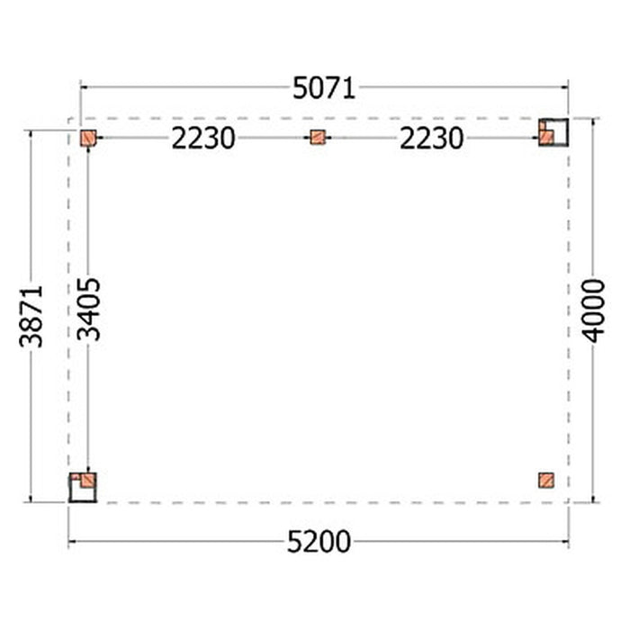 Buitenverblijf Verona - 520x400cm - Links - Volledig op Maat - plattegrond