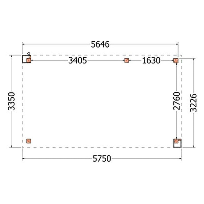Buitenverblijf Verona - 575x335cm - Rechts - Volledig op Maat - plattegrond
