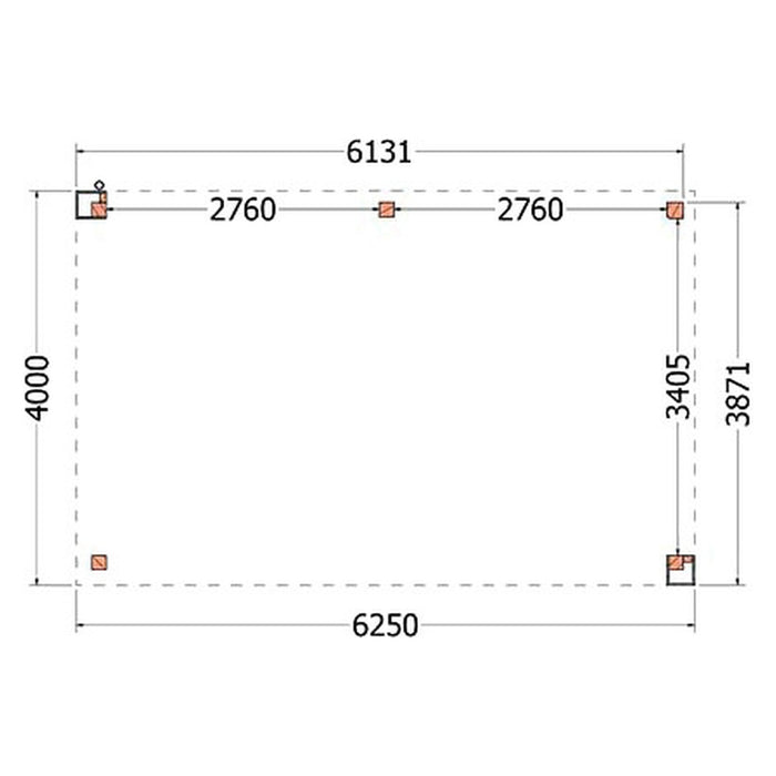 Buitenverblijf Verona - 625x400cm - Rechts - Volledig op Maat - plattegrond