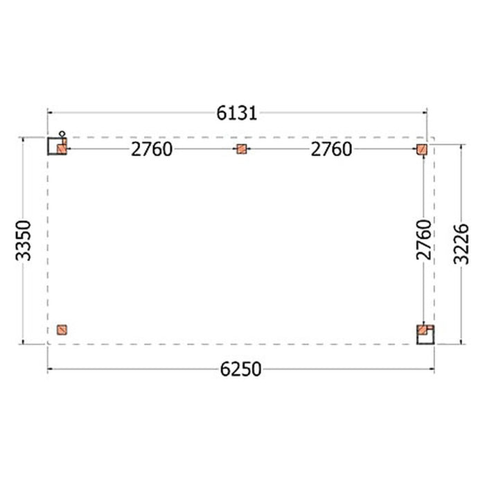 Buitenverblijf Verona - 625x335cm - Rechts - Volledig op Maat - plattegrond