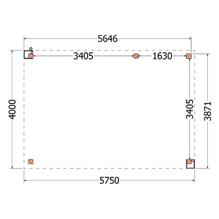 Buitenverblijf Verona - 575x400cm - Rechts - Volledig op Maat - plattegrond