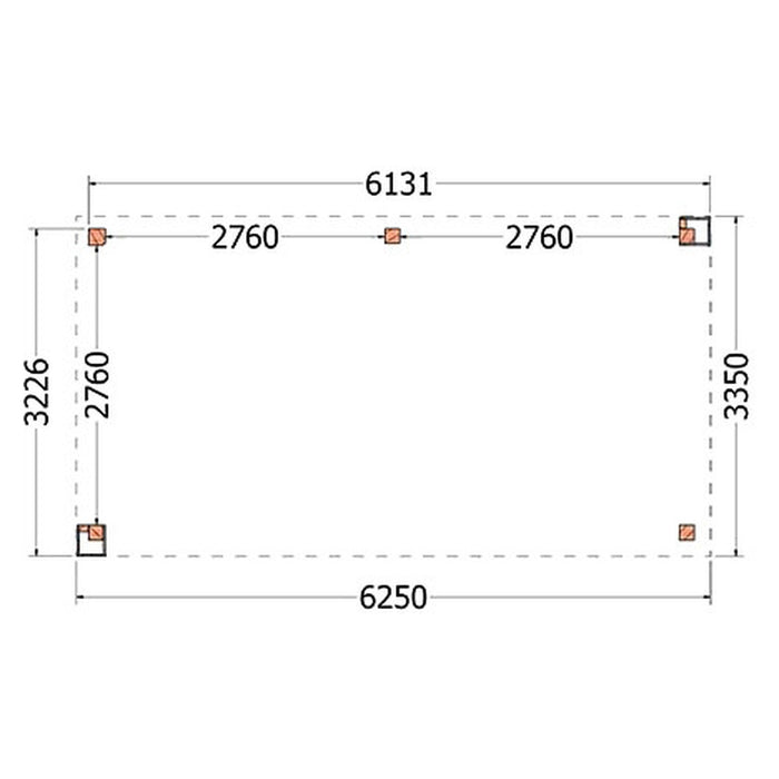 Buitenverblijf Verona - 625x335cm - Links - Volledig op Maat - plattegrond