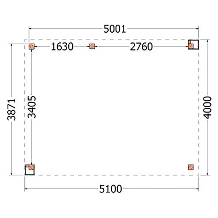 Buitenverblijf Verona - 510x400cm - Links - Volledig op Maat - plattegrond