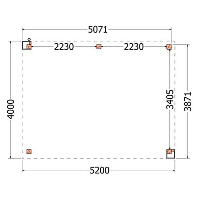 Buitenverblijf Verona - 520x400cm - Rechts - Volledig op Maat - plattegrond