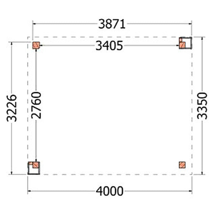 Buitenverblijf Verona - 400x335cm - Links - Volledig op Maat - plattegrond