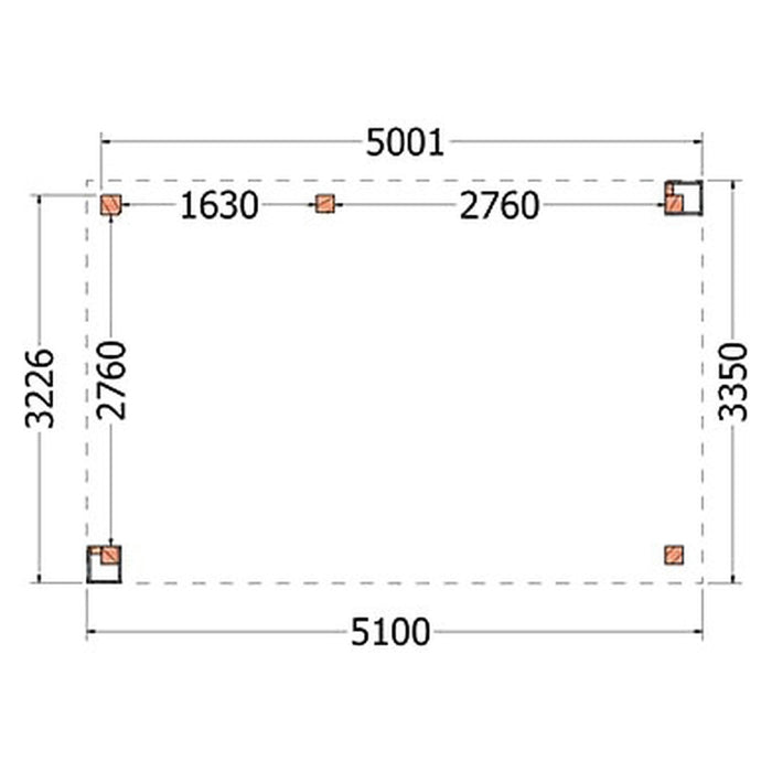 Buitenverblijf Verona - 510x335cm - Links - Volledig op Maat - plattegrond