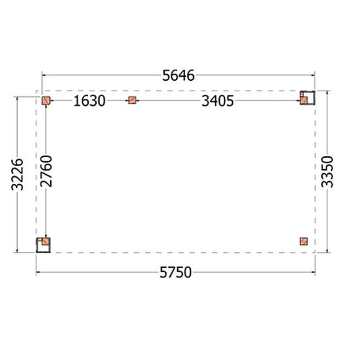 Buitenverblijf Verona - 575x335cm - Links - Volledig op Maat - plattegrond