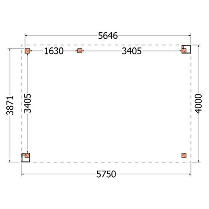 Buitenverblijf Verona - 575x400cm - Links - Volledig op Maat - plattegrond