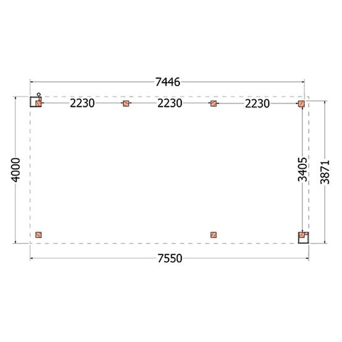 Buitenverblijf Verona - 755x400cm - Rechts - Volledig op Maat - plattegrond