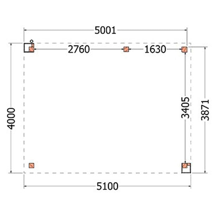 Buitenverblijf Verona - 510x400cm - Rechts - Volledig op Maat - plattegrond