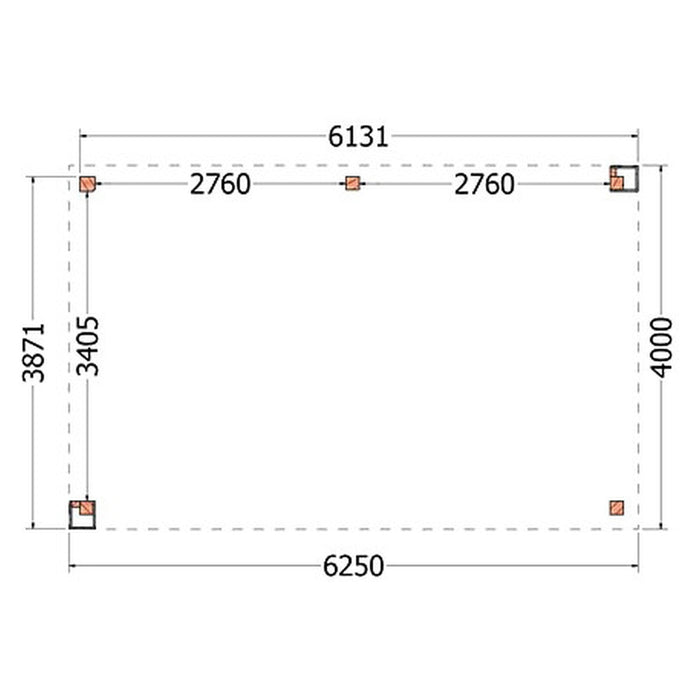 Buitenverblijf Verona - 625x400cm - Links - Volledig op Maat - plattegrond