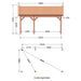 Douglas Zadeldak Klassiek Classic - 595x305cm - technische tekening 1