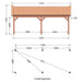 Douglas Zadeldak Klassiek Classic - 770x305cm - technische tekening 1