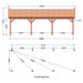 Douglas Zadeldak Klassiek Classic - 935x305cm - technische tekening 1