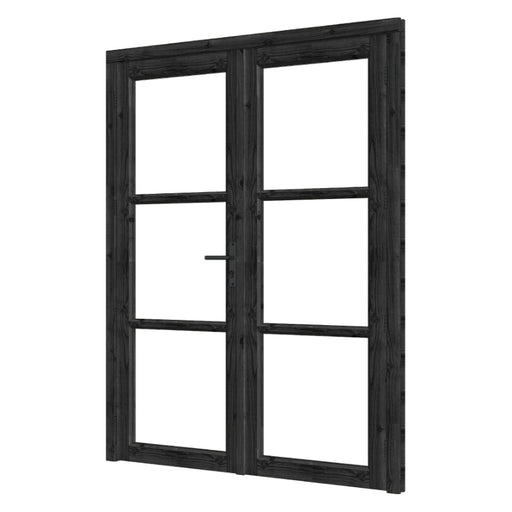dubbele zwarte steel look deur met twee sier balkjes voor de ramen